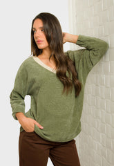 ΜΠΛΟΥΖΑ ΣΕΝΙΛ ΜΕ ΑΝΑΓΛΥΦΗ ΣΤΑΜΠΑ-ΧΑΚΙ