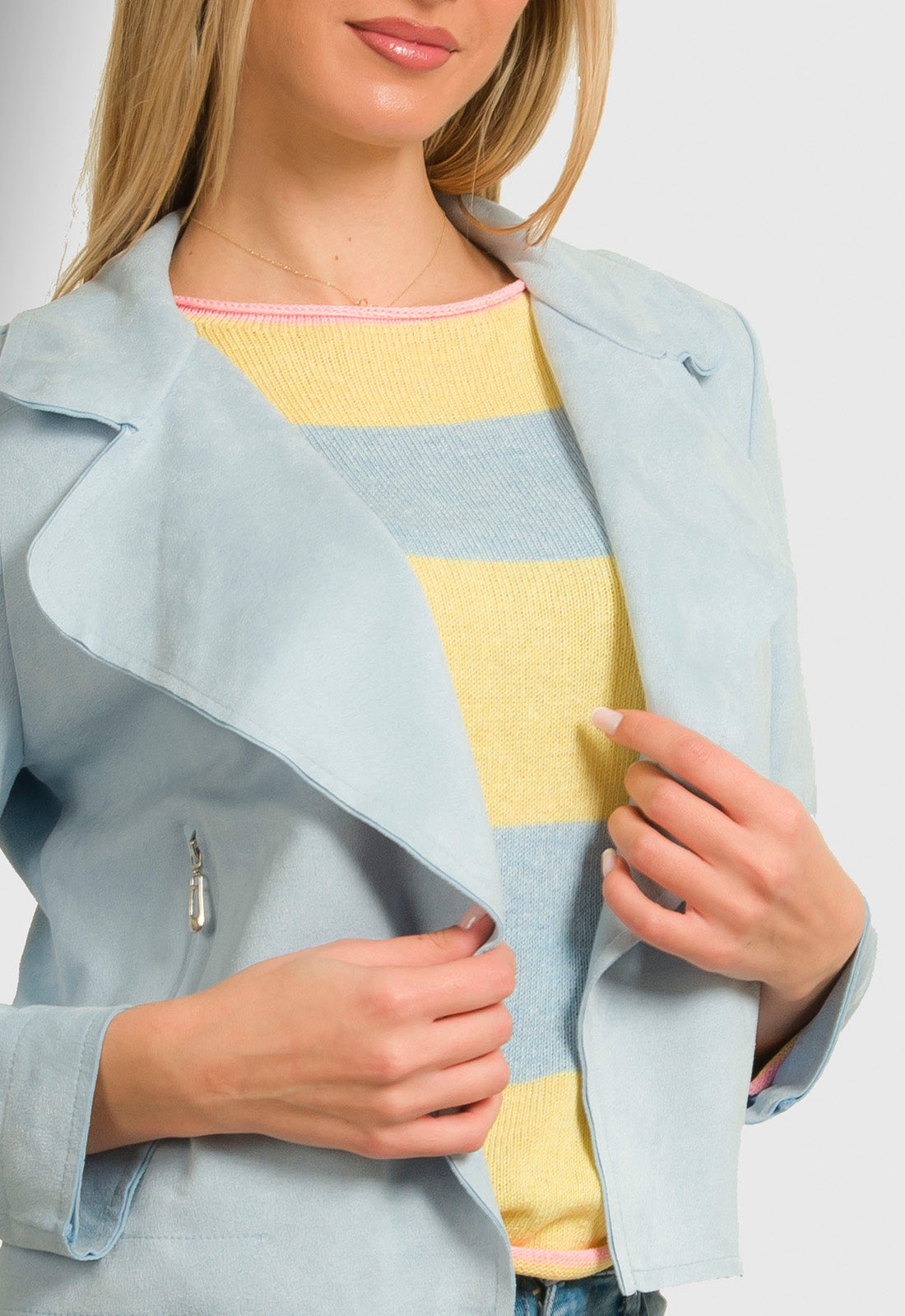 JACKET CROP SUEDE - ΣΙΕΛ