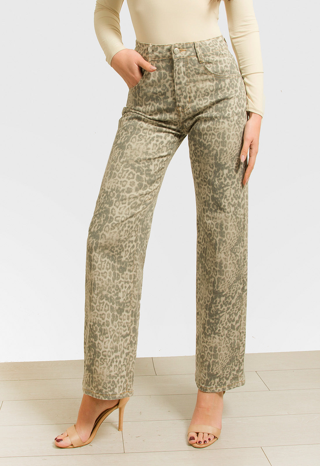 ΠΑΝΤΕΛΟΝΑ WIDE LEG ANIMAL PRINT-ΜΠΕΖ