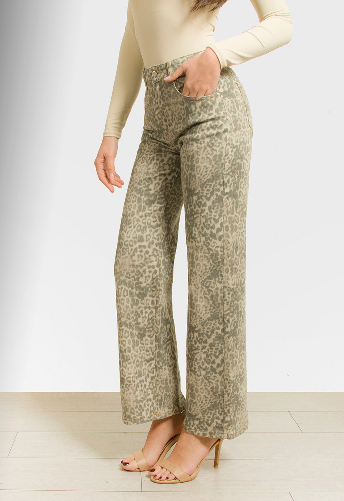 ΠΑΝΤΕΛΟΝΑ WIDE LEG ANIMAL PRINT-ΜΠΕΖ
