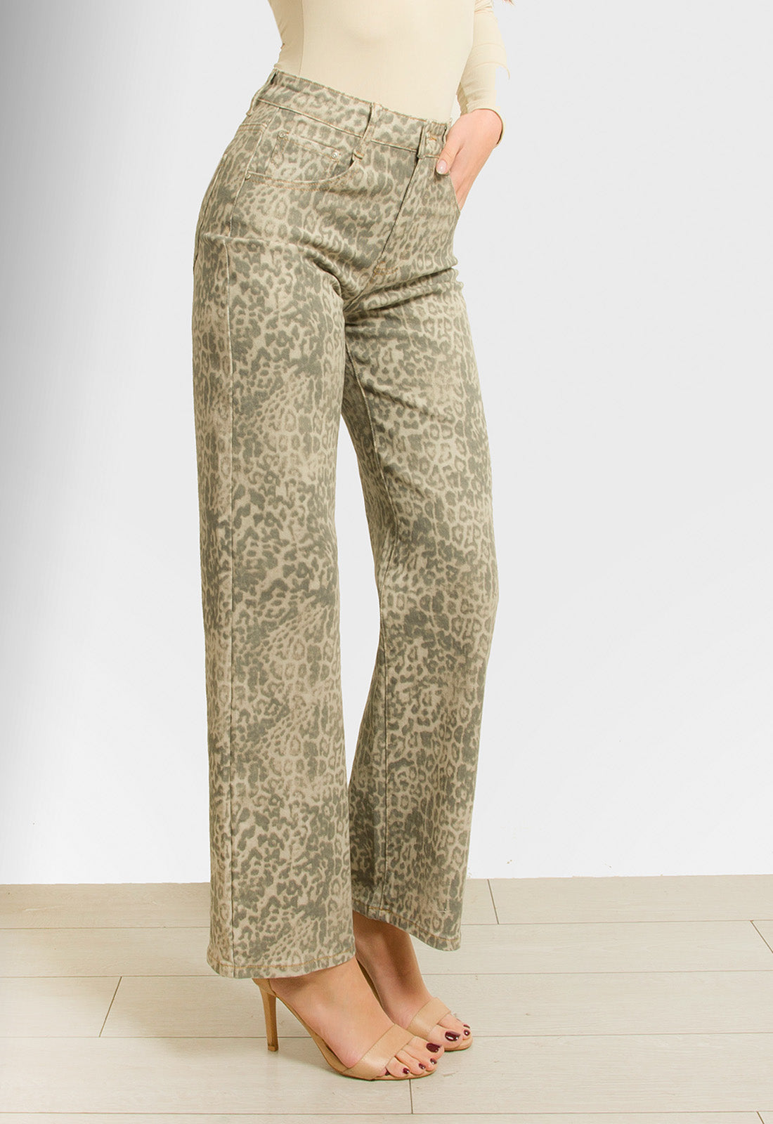 ΠΑΝΤΕΛΟΝΑ WIDE LEG ANIMAL PRINT-ΜΠΕΖ
