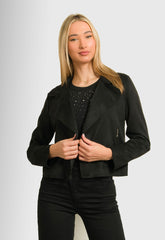 JACKET CROP SUEDE - ΜΑΥΡΟ