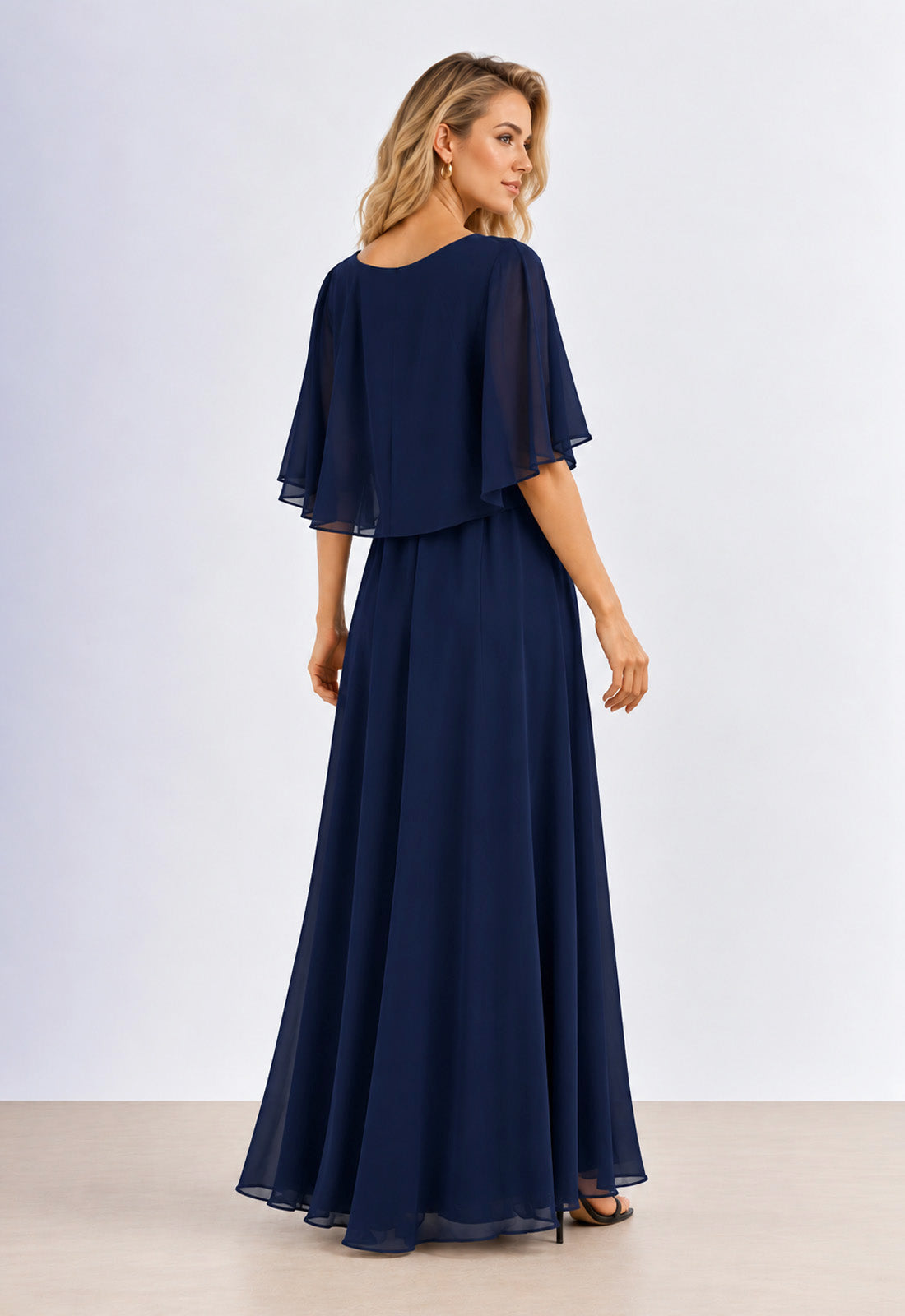 ΦΟΡΕΜΑ ΖΟΡΖΕΤΑ PLUS SIZE ΜΑΞΙ - ΜΠΛΕ