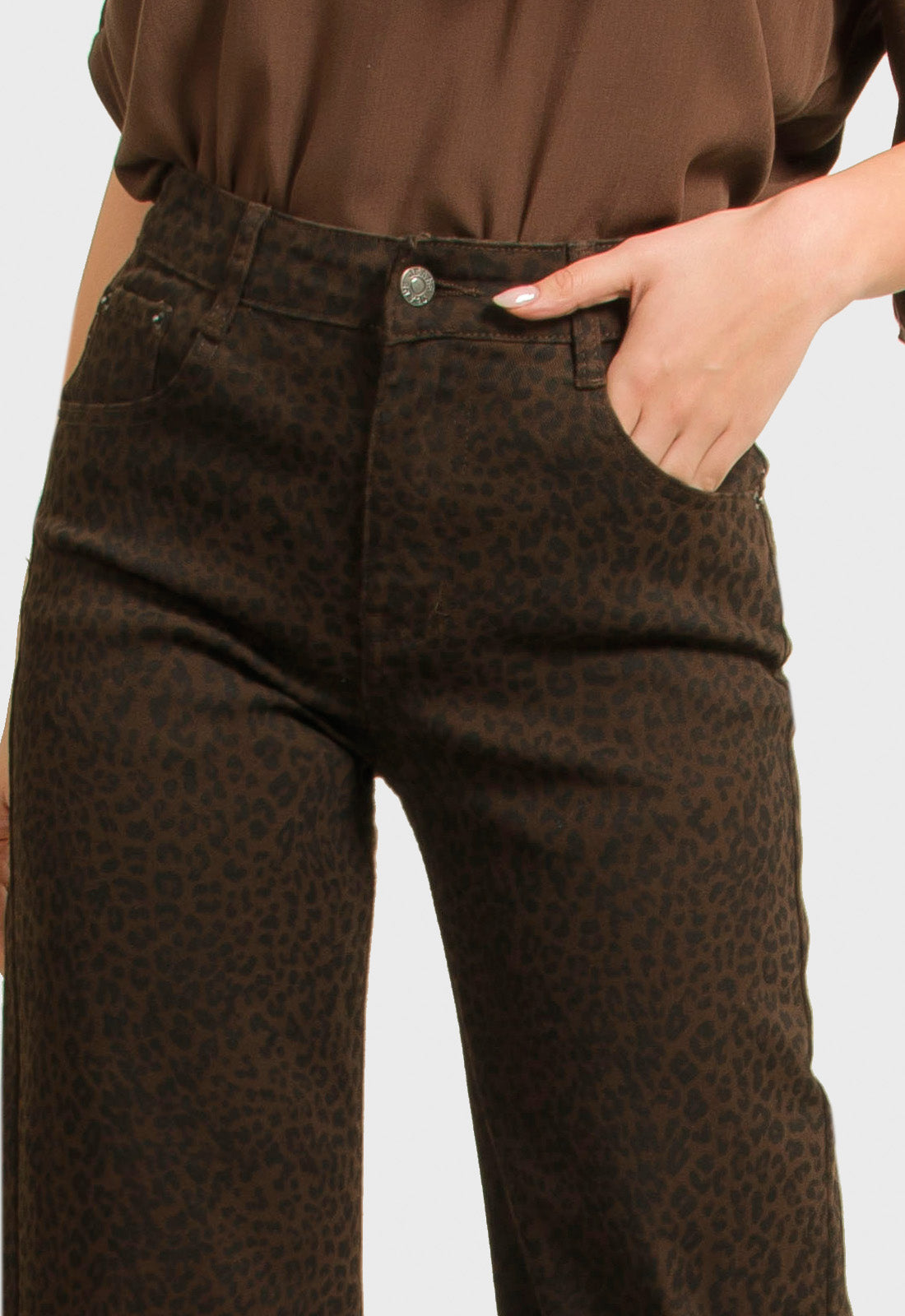 ΠΑΝΤΕΛΟΝΑ WIDE LEG ANIMAL PRINT-ΚΑΦΕ
