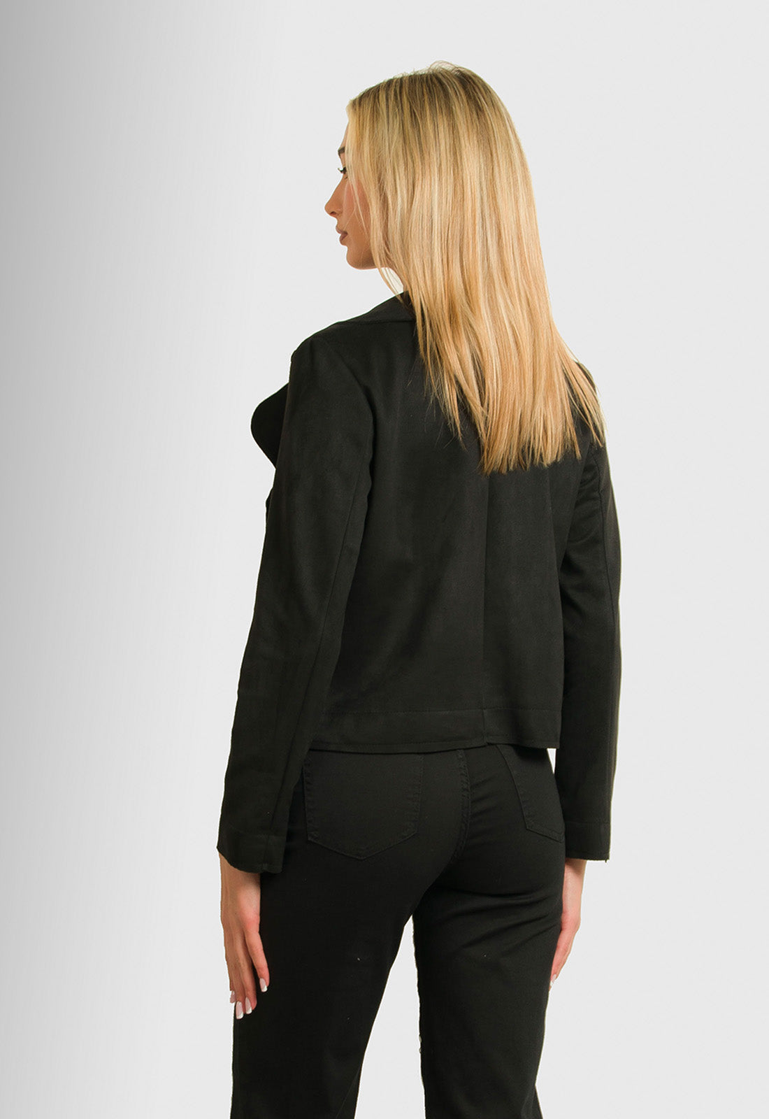 JACKET CROP SUEDE - ΜΑΥΡΟ