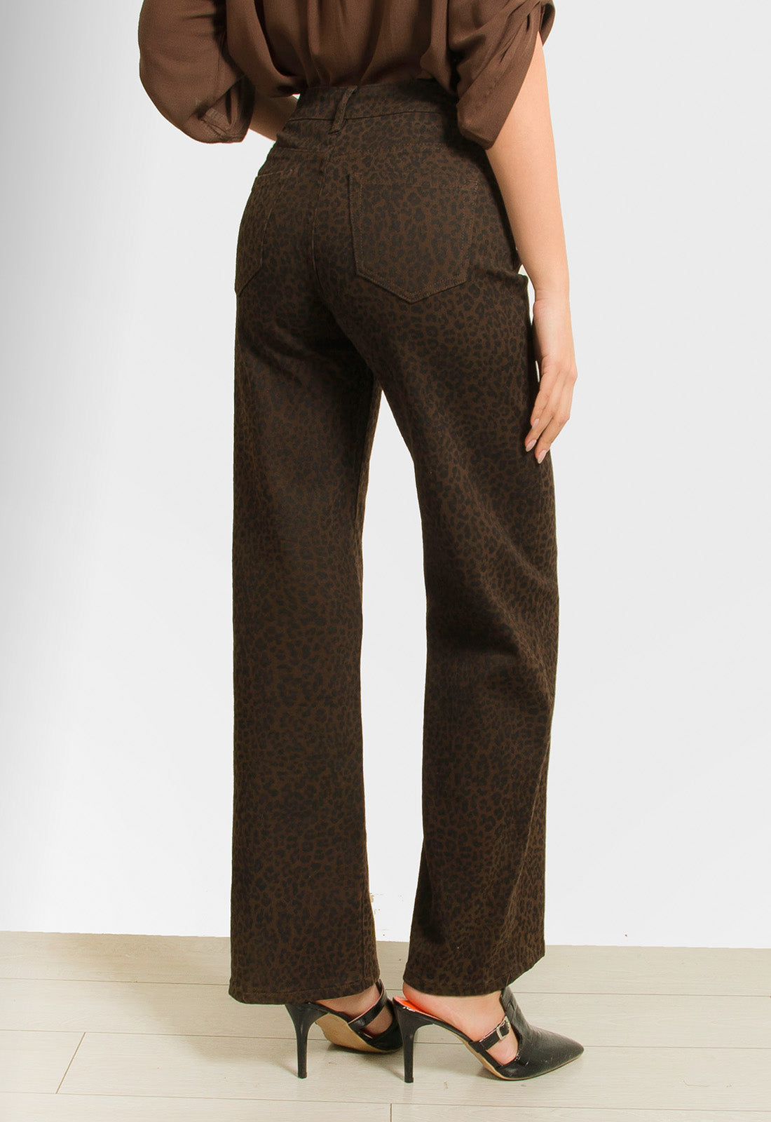 ΠΑΝΤΕΛΟΝΑ WIDE LEG ANIMAL PRINT-ΚΑΦΕ