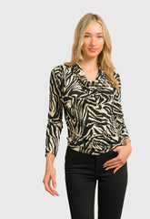 ΜΠΛΟΥΖΑ ΝΤΡΑΠΕ ANIMAL PRINT-ΜΑΥΡΗ