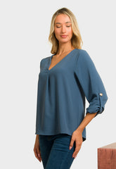 ΜΠΛΟΥΖΑ LOOK SHIRT ΜΕ V - ΜΠΛΕ ΡΑΦ