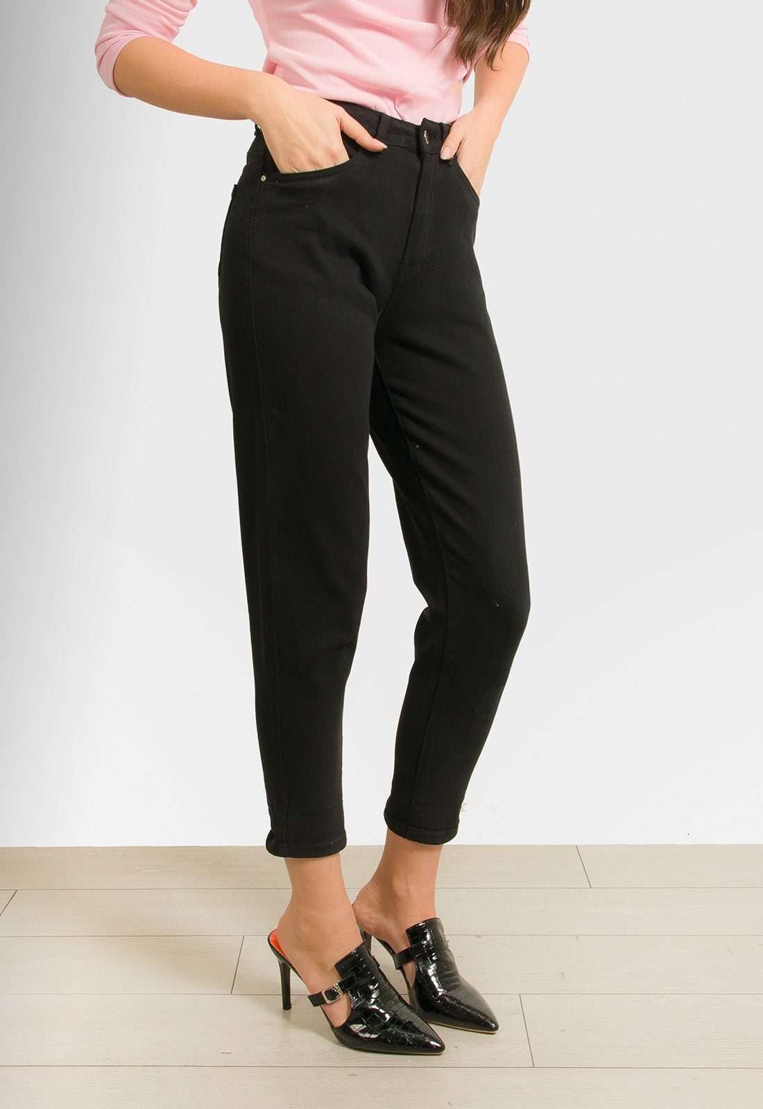 ΠΑΝΤΕΛΟΝΙ DENIM MOM FIT - ΜΑΥΡΟ