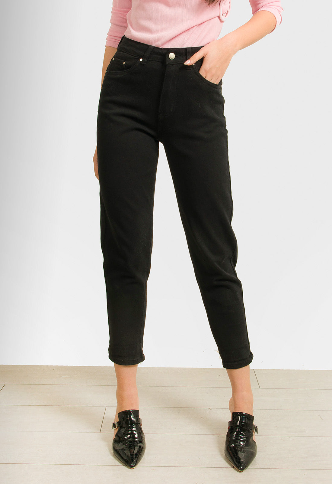 ΠΑΝΤΕΛΟΝΙ DENIM MOM FIT - ΜΑΥΡΟ