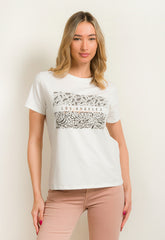 T-SHIRT ME ANIMAL PRINT ΣΤΑΜΠΑ-ΛΕΥΚΟ
