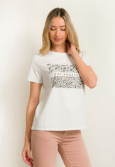 T-SHIRT ME ANIMAL PRINT ΣΤΑΜΠΑ-ΛΕΥΚΟ