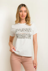 T-SHIRT ME ANIMAL PRINT ΣΤΑΜΠΑ-ΛΕΥΚΟ