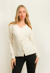 ΜΠΛΟΥΖΑ ΠΛΕΚΤΗ ΜΕ ΚΟΥΜΠΙΑ-ΛΕΥΚΟ