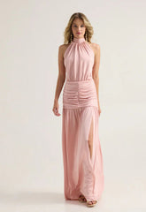 ΦΟΡΕΜΑ MAXI ME HALTER NECK - ΡΟΖ