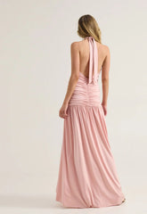 ΦΟΡΕΜΑ MAXI ME HALTER NECK - ΡΟΖ