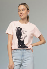 T-SHIRT ME ΤΥΠΩΜΑ ΠΡΟΣΩΠΟ-ΡΟΖ