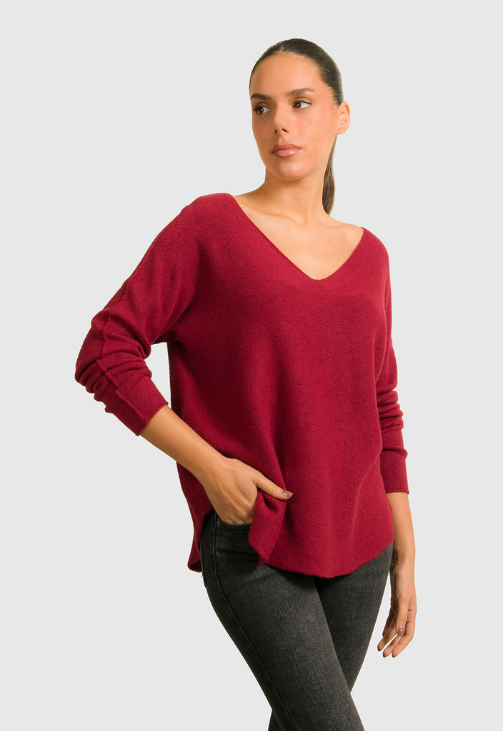 ΜΠΛΟΥΖΑ ΠΛΕΚΤΗ ΜΕ ΑΝΟΙΧΤΟ V - ΜΠΟΡΝΤΟ