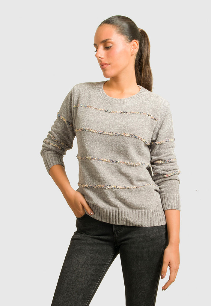 ΠΛΕΚΤΟ ΣΕΝΙΛ ΜΕ ΛΕΠΤΗ ΡΙΓΑ - ΓΚΡΙ