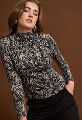 ΜΠΛΟΥΖΑ ANIMAL PRINT ME ΟΡΘΙΟ ΛΑΙΜΟ-ΓΚΡΙ