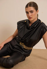 ΜΠΛΟΥΖΑ ΔΕΡΜΑΤΙΝΗΣ ΜΕ ΖΩΝΗ-ΜΑΥΡΗ