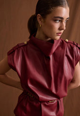 ΜΠΛΟΥΖΑ ΔΕΡΜΑΤΙΝΗΣ ΜΕ ΖΩΝΗ-ΜΠΟΡΝΤΟ