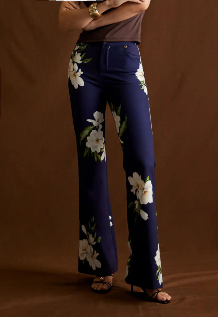 ΠΑΝΤΕΛΟΝΙ ΨΗΛΟΜΕΣΟ FLORAL-NAVY
