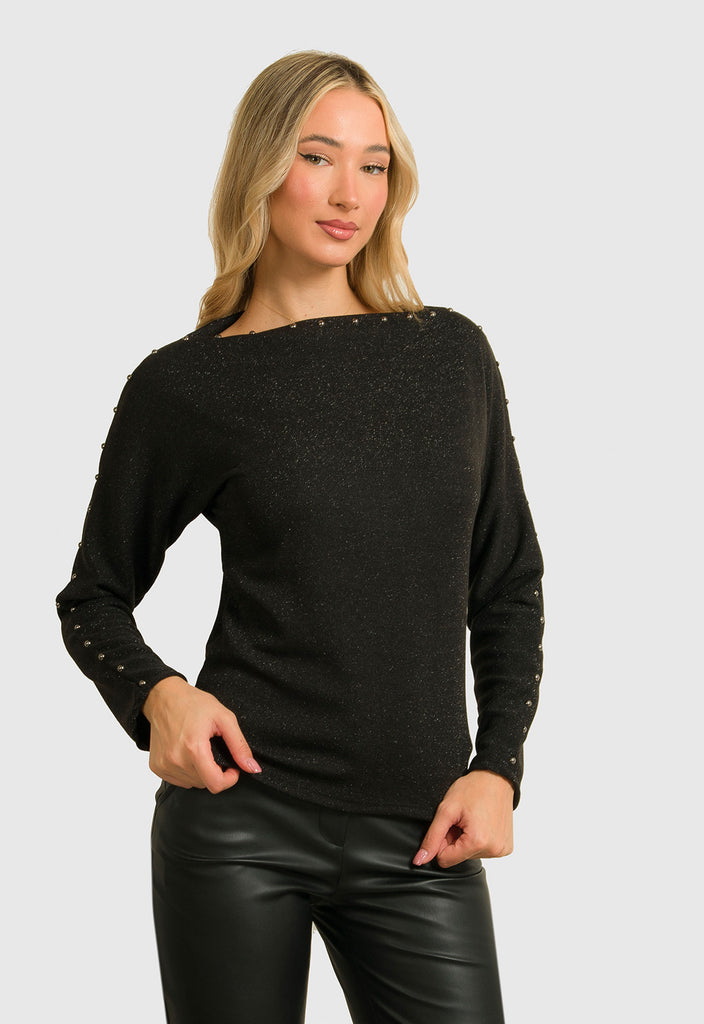 ΜΠΛΟΥΖΑ ΛΟΥΡΕΞ ΜΕ ΔΙΑΚΟΣΜΗΤΙΚΑ ΤΡΟΥΚΣ-ΜΑΥΡΗ