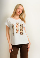 T-SHIRT ME ΣΤΑΜΠΑ ANIMAL PRINT-ΛΕΥΚΟ