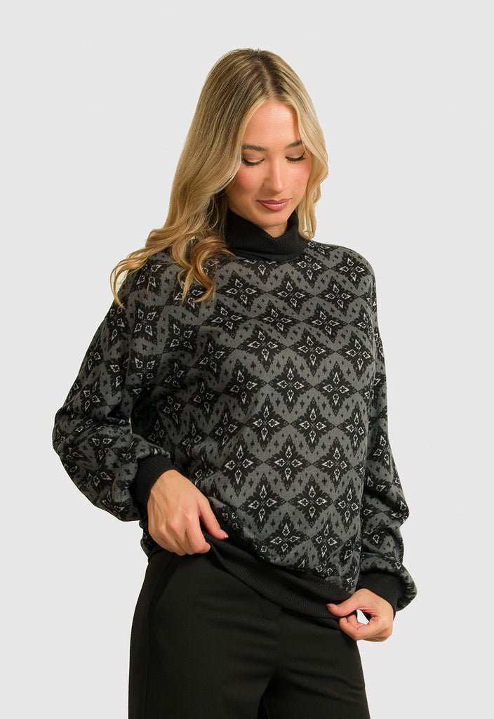 ΜΠΛΟΥΖΑ ΠΛΕΚΤΗ ΖΙΒΑΓΚΟ ΔΙΧΡΩΜΗ-ΓΚΡΙ