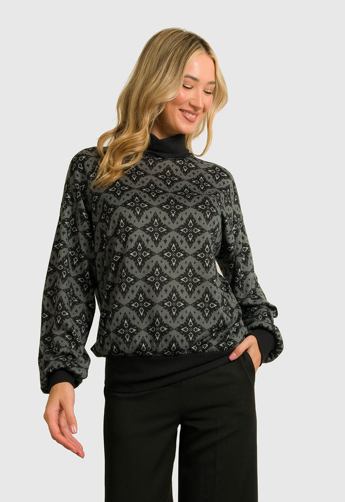 ΜΠΛΟΥΖΑ ΠΛΕΚΤΗ ΖΙΒΑΓΚΟ ΔΙΧΡΩΜΗ-ΓΚΡΙ