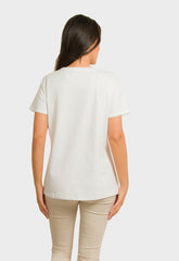 T-SHIRT ΜΕ ΣΤΑΜΠΑ ΚΑΙ ΠΕΡΛΕΣ-ΛΕΥΚΟ