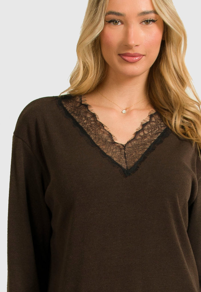 ΜΠΛΟΥΖΑ ΛΕΠΤΗ ΠΛΕΚΤΗ ΜΕ ΔΑΝΤΕΛΑ-ΚΑΦΕ