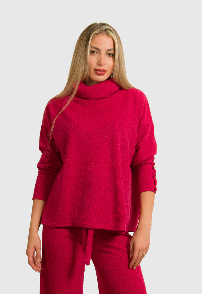 ΜΠΛΟΥΖΑ ΠΛΕΚΤΗ ΜΕ ΚΟΥΜΠΙΑ ΣΤΗ ΜΑΝΣΕΤΑ-ΦΟΥΞΙΑ