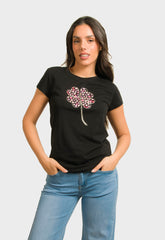 T-SHIRT ΒΑΜΒΑΚΕΡΟ ΜΕ ΣΤΑΜΠΑ ΠΑΓΕΤΑ-ΜΑΥΡΟ