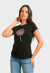 T-SHIRT ΒΑΜΒΑΚΕΡΟ ΜΕ ΣΤΑΜΠΑ ΠΑΓΕΤΑ-ΜΑΥΡΟ
