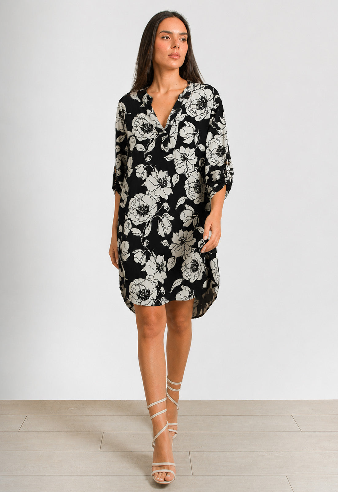 ΦΟΡΕΜΑ FLORAL ΚΟΝΤΟ LOOK SHIRT - ΜΑΥΡΟ