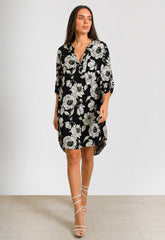 ΦΟΡΕΜΑ FLORAL ΚΟΝΤΟ LOOK SHIRT - ΜΑΥΡΟ