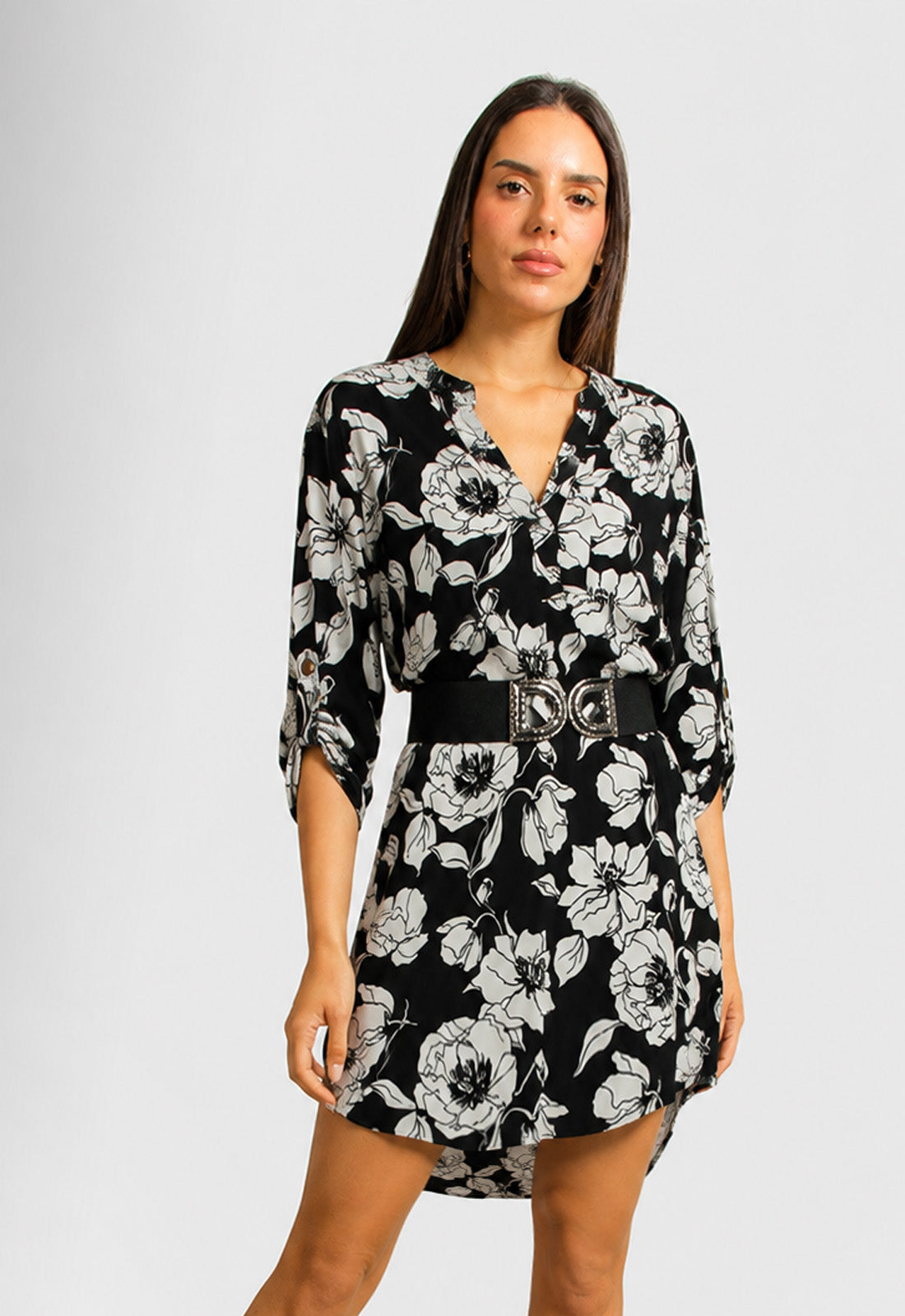 ΦΟΡΕΜΑ FLORAL ΚΟΝΤΟ LOOK SHIRT - ΜΑΥΡΟ