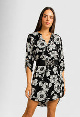 ΦΟΡΕΜΑ FLORAL ΚΟΝΤΟ LOOK SHIRT - ΜΑΥΡΟ