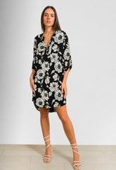 ΦΟΡΕΜΑ FLORAL ΚΟΝΤΟ LOOK SHIRT - ΜΑΥΡΟ
