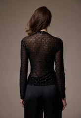 ΜΠΛΟΥΖΑ ΗΜΙΔΙΑΦΑΝΗ ΜΕ ΚΑΡΟ ΜΟΤΙΒΟ-ΜΑΥΡΗ