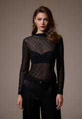 ΜΠΛΟΥΖΑ ΗΜΙΔΙΑΦΑΝΗ ΜΕ ΚΑΡΟ ΜΟΤΙΒΟ-ΜΑΥΡΗ