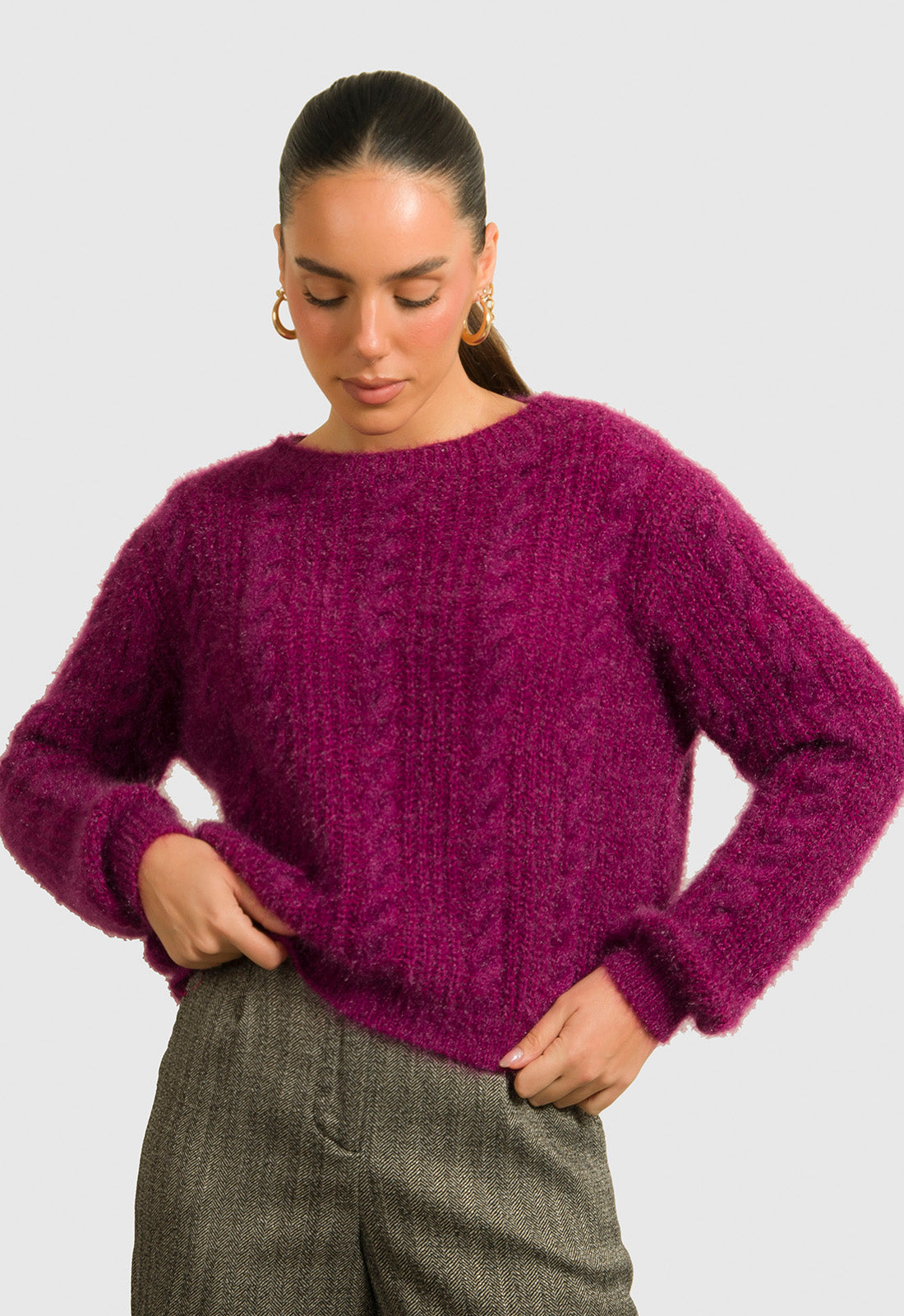 ΠΛΕΚΤΟ MOHAIR ΜΕ ΣΧΕΔΙΟ ΚΟΤΣΙΔΑ-ΜΑΤΖΕΝΤΑ