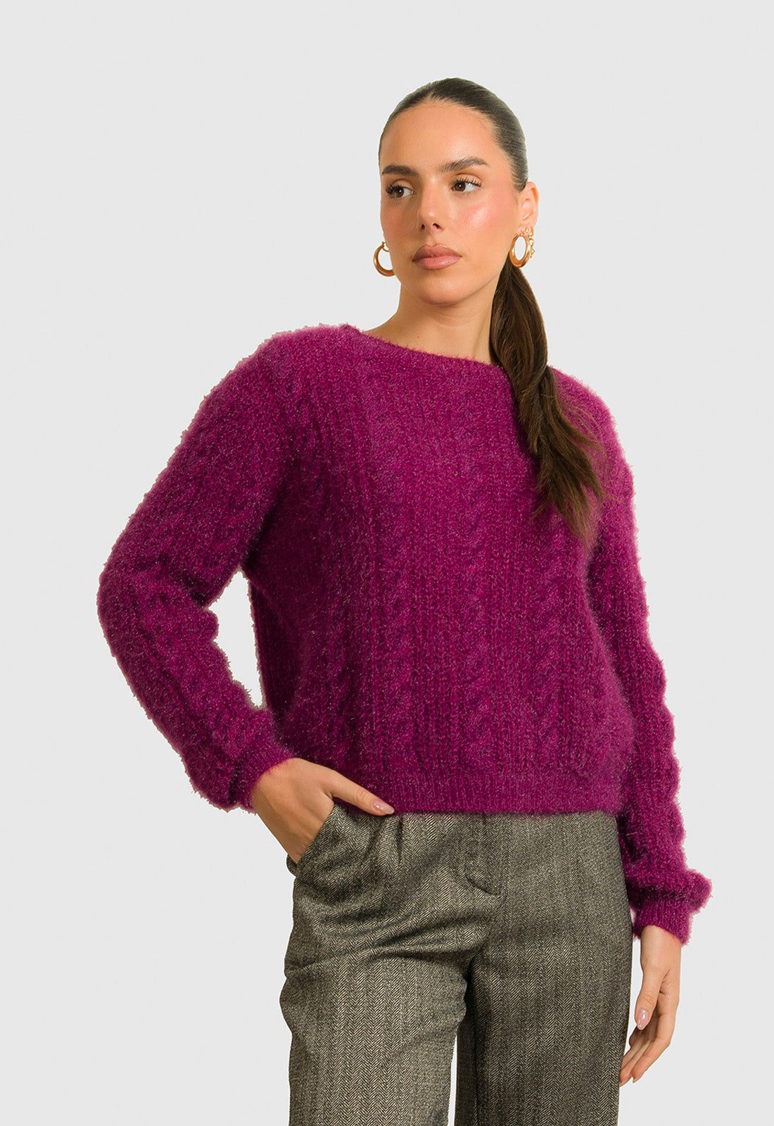 ΠΛΕΚΤΟ MOHAIR ΜΕ ΣΧΕΔΙΟ ΚΟΤΣΙΔΑ-ΜΑΤΖΕΝΤΑ