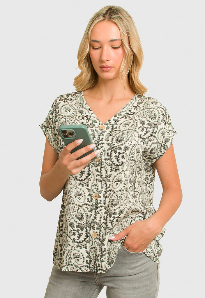 ΜΠΛΟΥΖΑ LOOK SHIRT ΛΑΧΟΥΡΙ-ΜΑΥΡΗ
