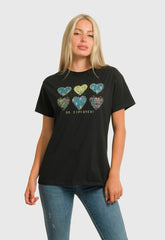 T-SHIRT ΒΑΜΒΑΚΕΡΟ ΜΕ ΣΤΑΜΠΑ ΣΤΡΑΣ-ΜΑΥΡΟ