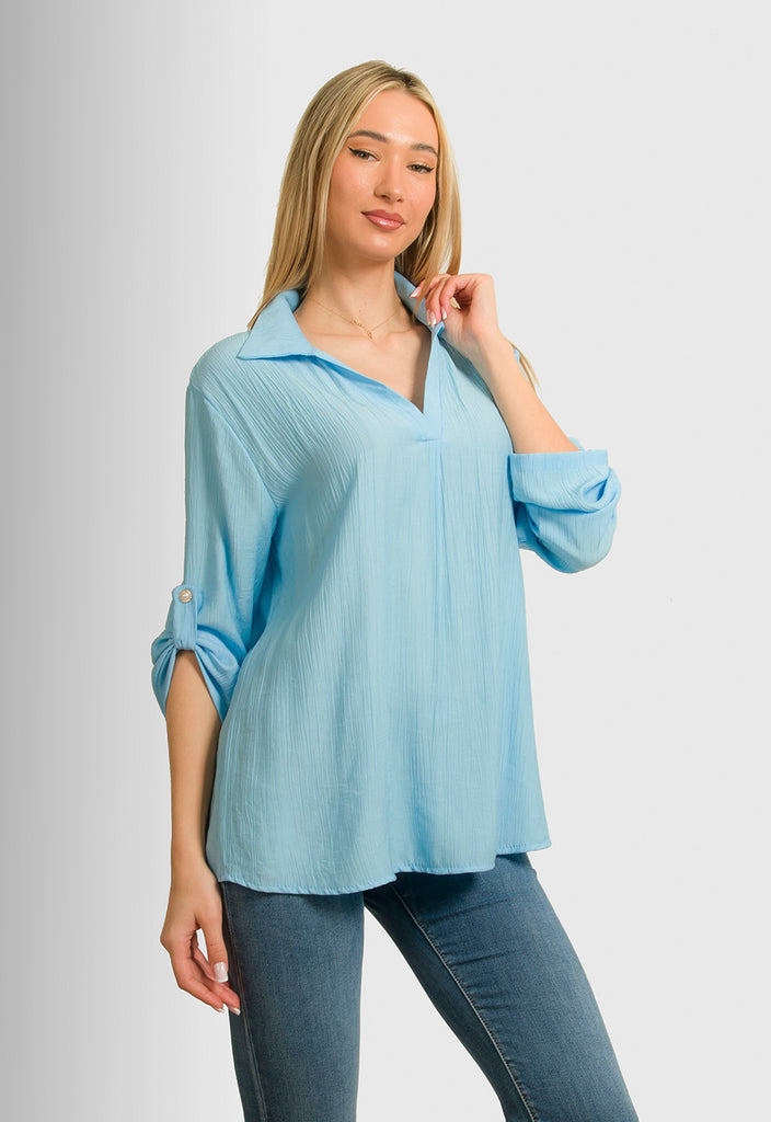 ΜΠΛΟΥΖΑ LOOK SHIRT ΤΥΠΟΥ ΓΚΟΦΡΕ-ΣΙΕΛ