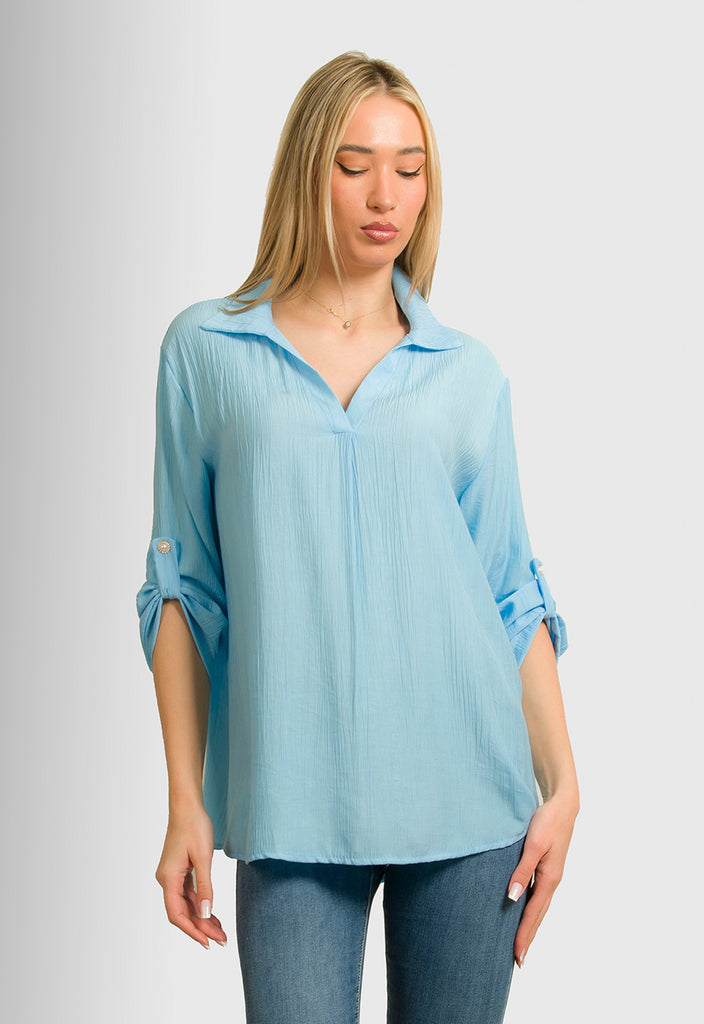 ΜΠΛΟΥΖΑ LOOK SHIRT ΤΥΠΟΥ ΓΚΟΦΡΕ-ΣΙΕΛ