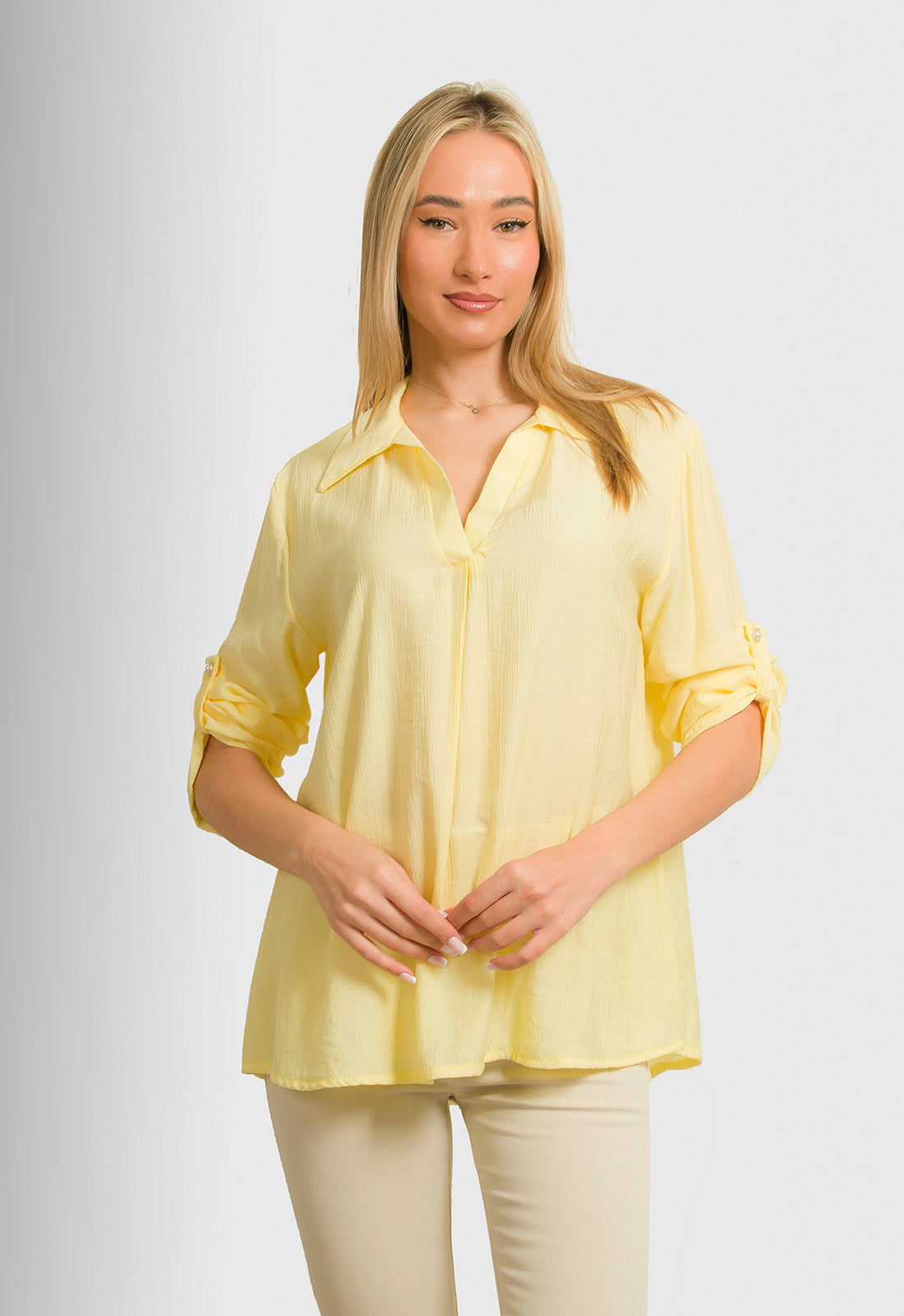 ΜΠΛΟΥΖΑ LOOK SHIRT ΤΥΠΟΥ ΓΚΟΦΡΕ-ΚΙΤΡΙΝΗ